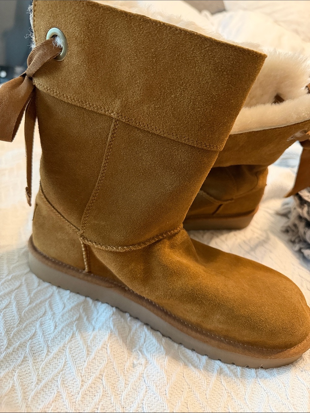 Koolaburra Chestnut Suede Shearling-Trim Boot